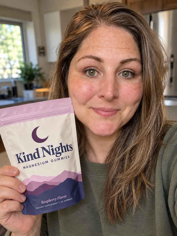 Kind Nights customer holding her bag
