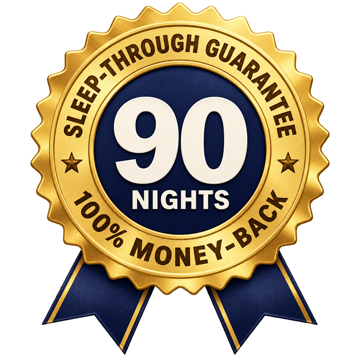 Sleep-Through Guarantee seal, 100% money-back
